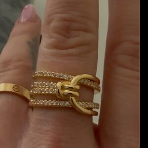 Gold and rhinestone ring